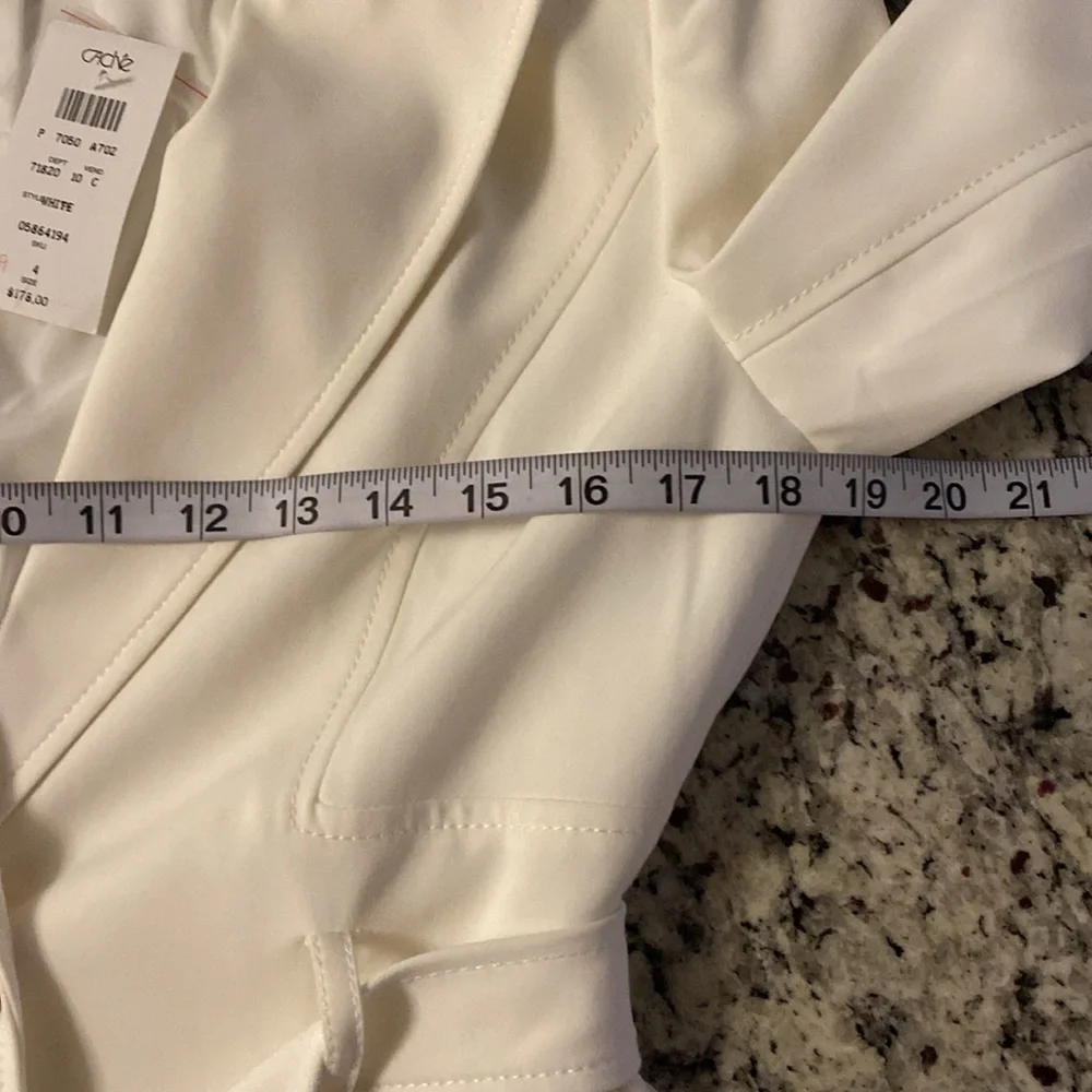 NWT Cache white stretch fitted tailored look belted blazer jacket 4 - Picture 9 of 10